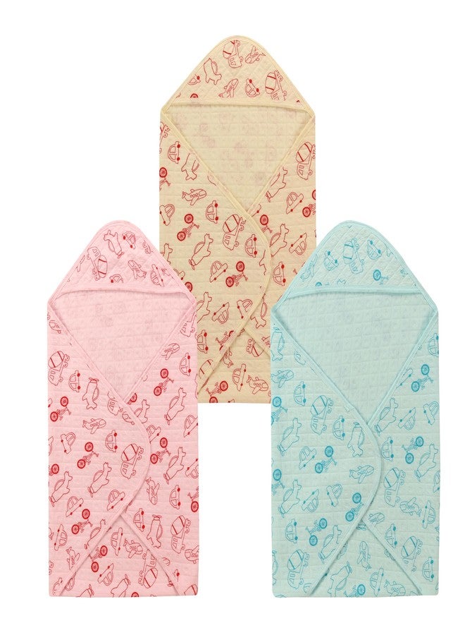 Dikary Hooded Baby Towel - Premium Soft Baby Bath Towel for Bathtub for Newborn, Infant - Ultra Absorbent, Natural Baby Stuff Towel for Boy and Girl (Yellow Pink Blue) - Image 1