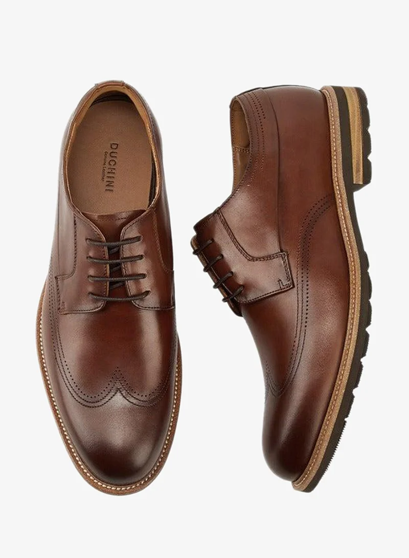 DUCHINI Men's Solid Lace-Up Derby Shoes