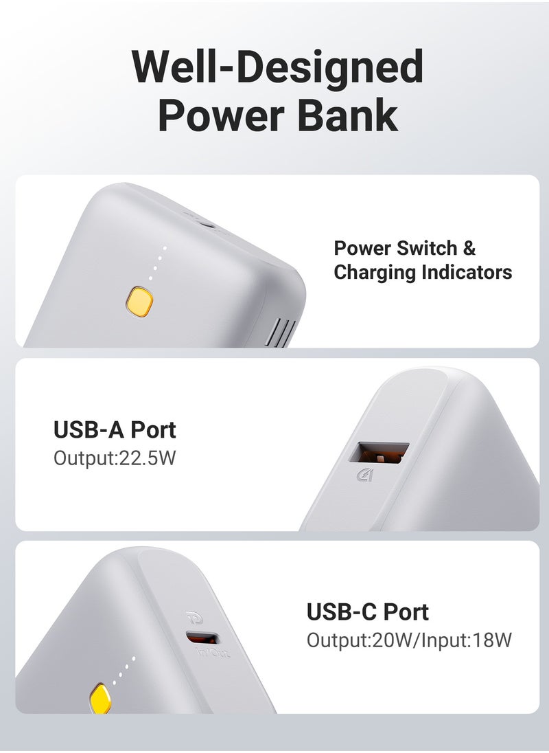 VOLTME - 10000 mAh 10000mAh Fast Charging Power Bank, PD 22.5W Portable Charger with PD 3.0 USB-C Input & Output, Ultra-Compact Type-C Rapid Charging Battery Pack, Compatible with iPhone 16 Pro Max/16 Pro/16 Plus/15/14/13/12, Samsung Galaxy S24/S23/S22, iPad Pro, AirPods & More, High-Speed Portable Powerbank (Grey) - Image 1