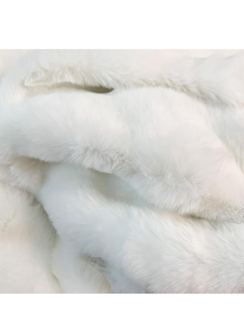 XiuWoo 120cm Round Faux Rabbit Fur Rug, Fluffy Soft Area Rug Round Fuzzy Carpet for Living Room, Bedroom, Machine Washable Shaggy Nursery Rug,White  - Image 4
