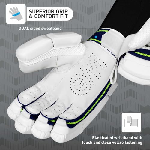 GM Prima 707 Leather Cricket Batting Gloves for Mens, Size - Mens, Right Hand, White - Image 3