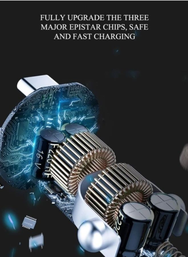 DUDAO Fast Car Charger PD 40W Dual USB C Ports Fast Charging Car Power Adapter for New iPad 9 mini 6/ iPhone 14/14 Plus/14 Pro/14 Pro Max/ iPhone 13 Series/12 Series iPad 2021 Galaxy S20 etc Silver - Image 3