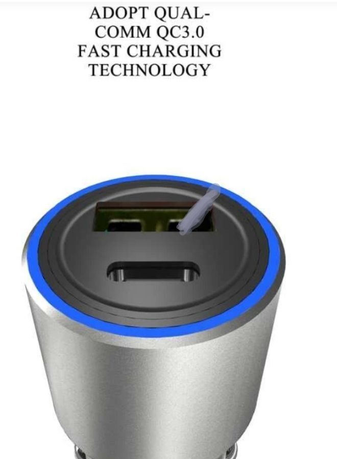 DUDAO Fast Car Charger PD 40W Dual USB C Ports Fast Charging Car Power Adapter for New iPad 9 mini 6/ iPhone 14/14 Plus/14 Pro/14 Pro Max/ iPhone 13 Series/12 Series iPad 2021 Galaxy S20 etc Silver - Image 2