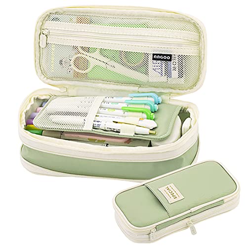 EHOPE Big Capacity Pencil Pen Case Office Large Storage High Capacity Bag Pouch Holder Box Organizerfor Office Travel Holder Box（Green-1） - Image 1
