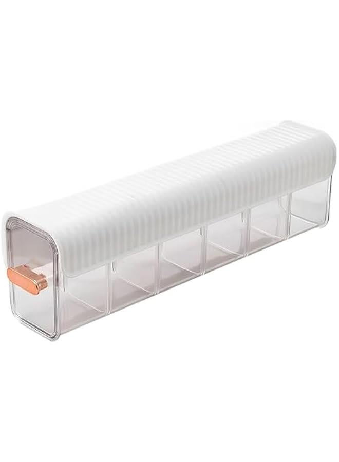 MIXDE Multi-Functional Storage Box, Clear Wall Mounted Drawer Organizer, 3 in 1 Wall Mounted Underwear Socks Seasoning Hanging Storage Box with 6 Compartments (White) - Image 1