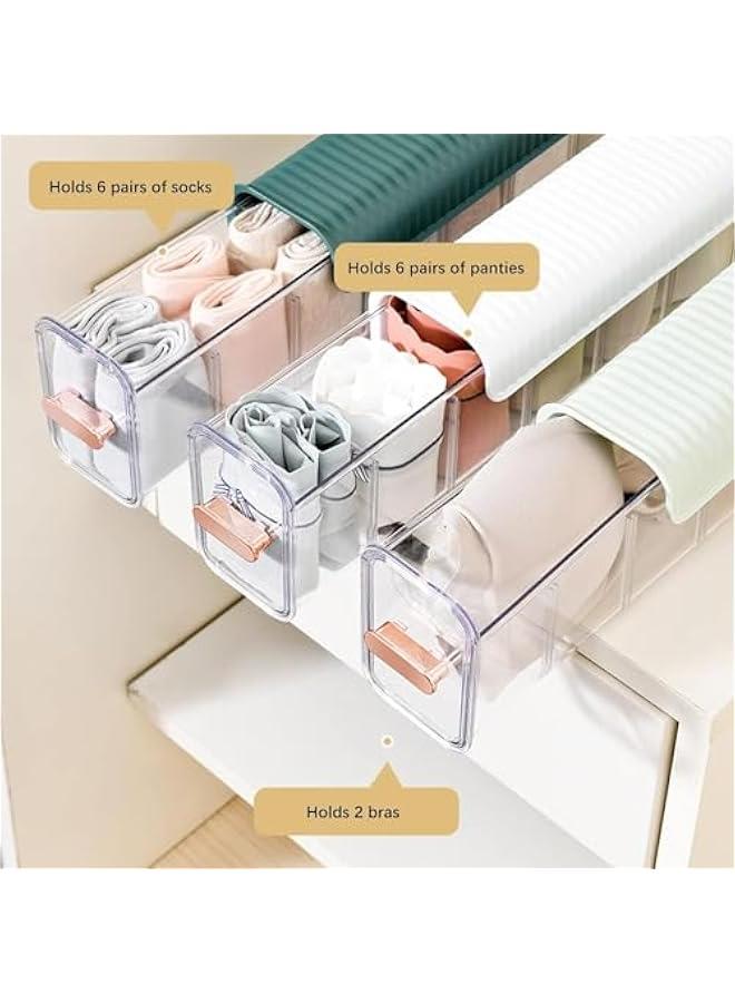 MIXDE Multi-Functional Storage Box, Clear Wall Mounted Drawer Organizer, 3 in 1 Wall Mounted Underwear Socks Seasoning Hanging Storage Box with 6 Compartments (White) - Image 2