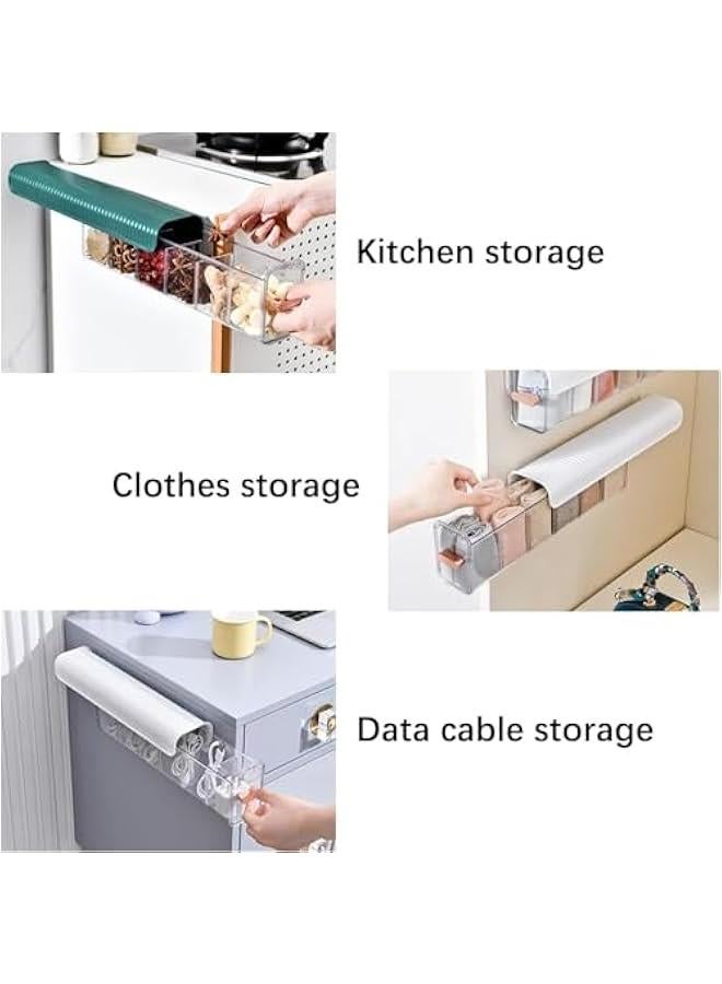 MIXDE Multi-Functional Storage Box, Clear Wall Mounted Drawer Organizer, 3 in 1 Wall Mounted Underwear Socks Seasoning Hanging Storage Box with 6 Compartments (White) - Image 3