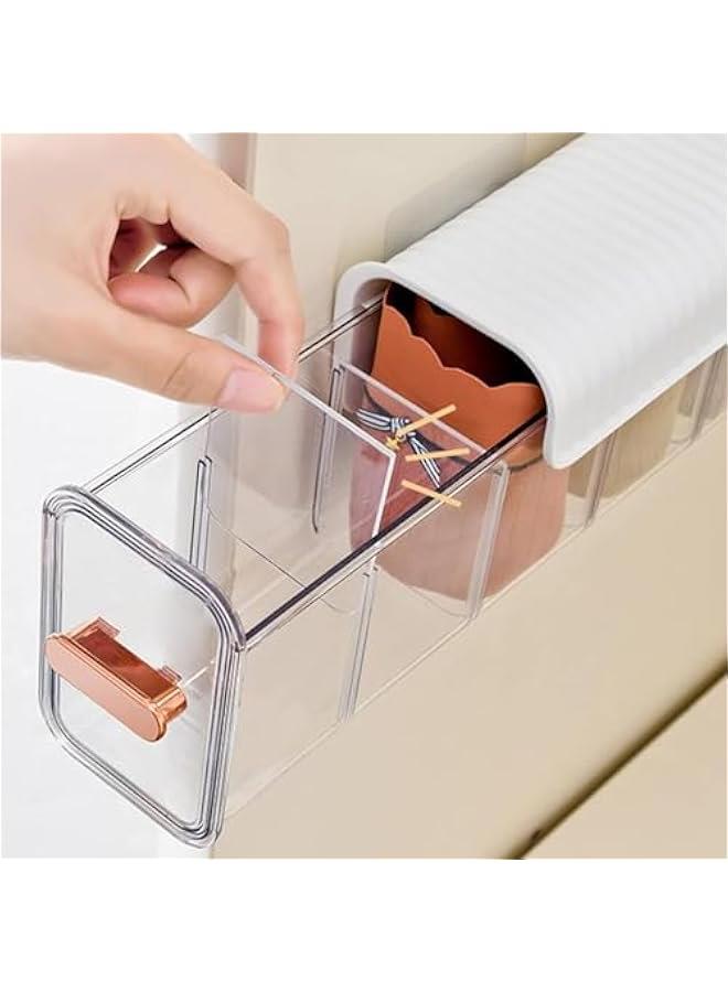 MIXDE Multi-Functional Storage Box, Clear Wall Mounted Drawer Organizer, 3 in 1 Wall Mounted Underwear Socks Seasoning Hanging Storage Box with 6 Compartments (White) - Image 5