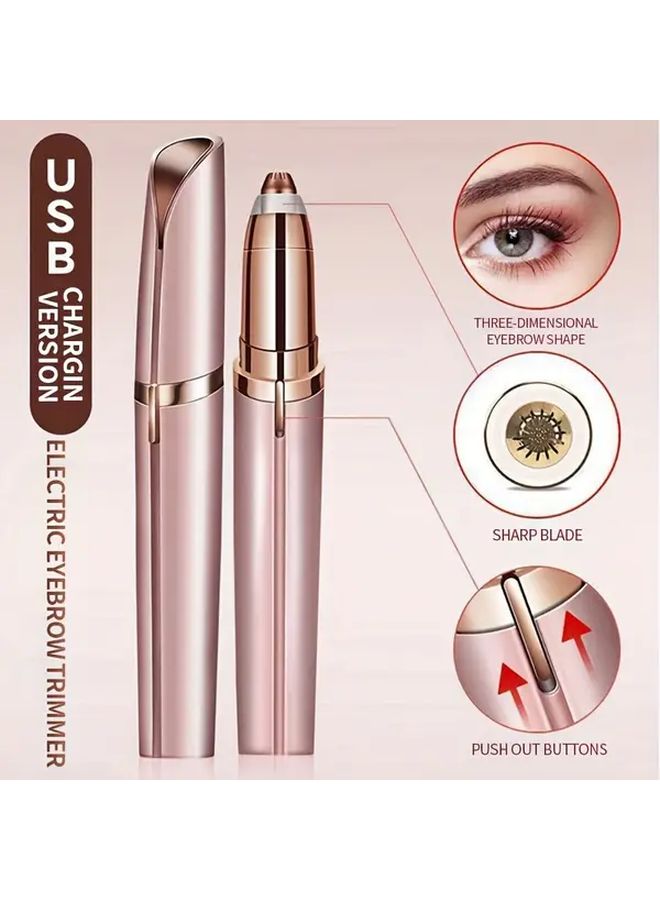 Electric Eyebrow Trimmer for Men Women Emerald with Two Blades Automatic Hair Removal Shaver Portable Lightweight for Face Beard Neck Underarms Body Grooming Gift - Image 1