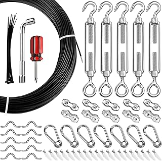 UGARDEN UGarden String Light Hanging Kit with 170ft Coated Stainless Steel 304 Tension Wire Rope, Outdoor Light Guide Wire kit,  - Image 1