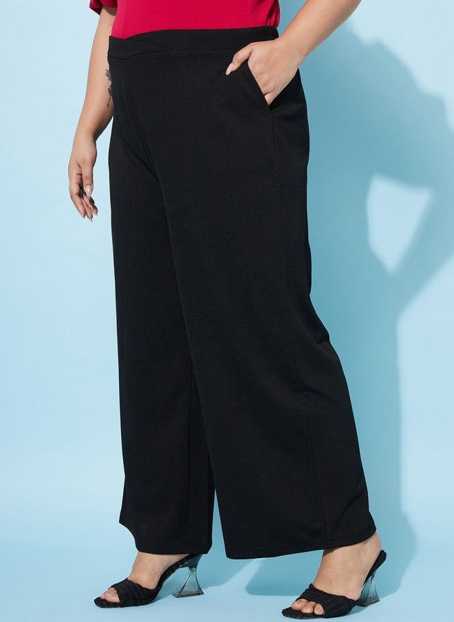 Athena Black Plus Size Women Flared Trousers - Image 2