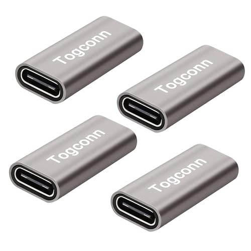 Togconn USB C Coupler 4-Pack, USB 3.1 Type-C Female to Female Extension Adapter Connector Support 4K@60Hz Video,10Gbps Data Transfer and Fast Charge Compatible with Thunderbolt 4/3, iPad, MacBook and more - Image 1