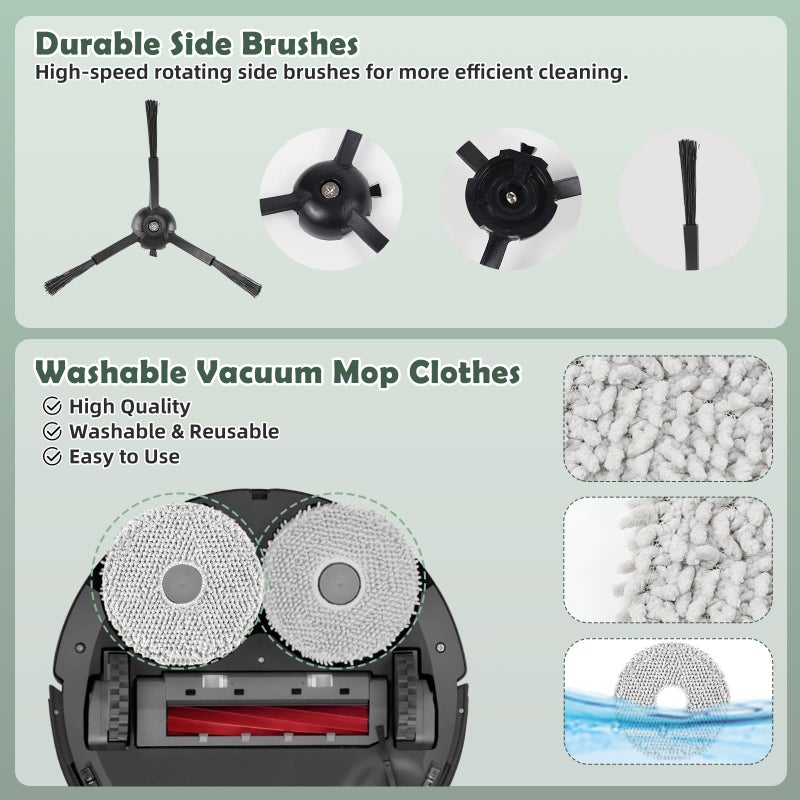 Spofan Accessories Kit Replacement for Roborock Q Revo/Qrevo 2R3W, QX Revo Robot Vacuum, 1 Main Brush, 4 Mop Pads, 4 HEPA Filters, 4 Black Side Brushes, 4 Dust Bags, 1 Cleaning Tool - Image 5