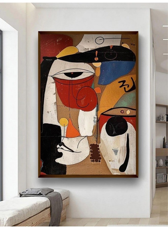 Artsense Premium Puzzled face abstract painting for living room, big size art print for wall decoration- size- 20x30 inches (50x75 cm) (puzzled face) - Image 1