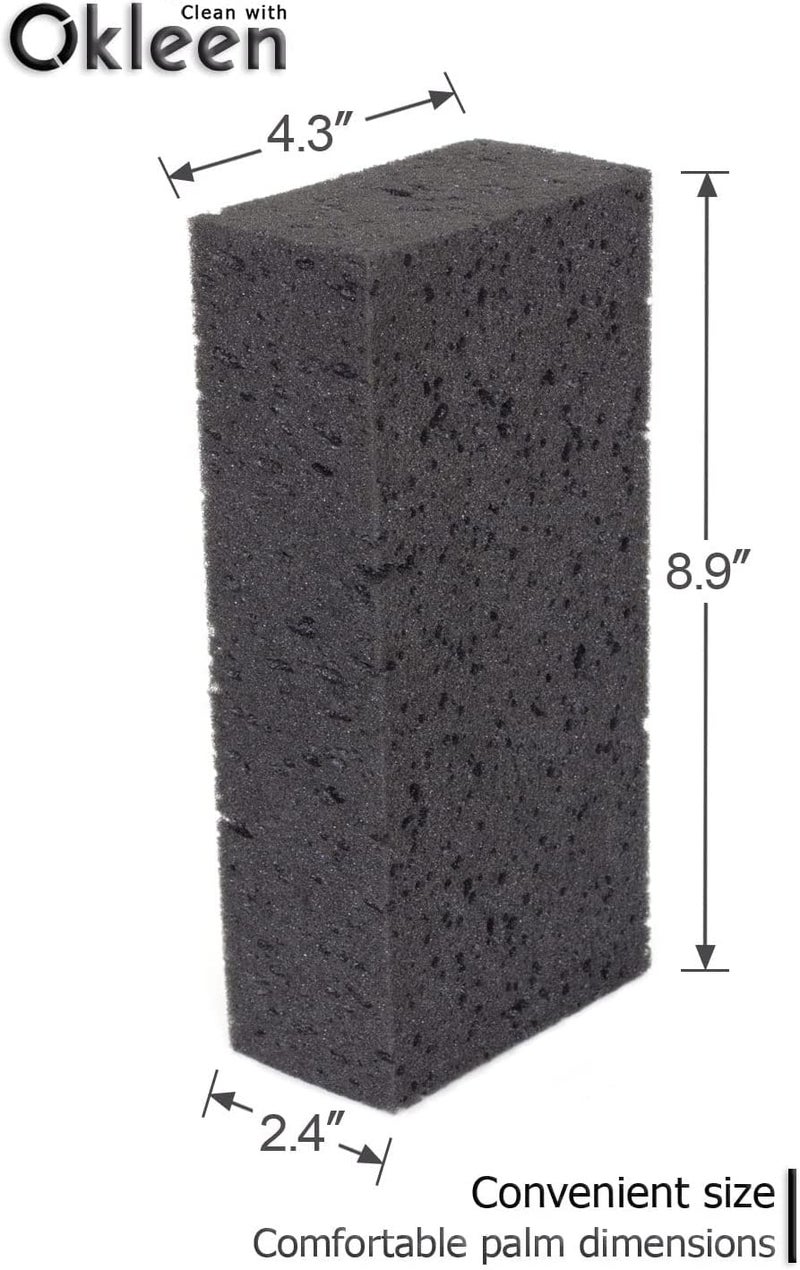 Okleen Big Sponge. Made In Europe. 3 Pack  Black. 8.9X4.3X2.4 Inch Extra Large Odorless Commercial Sponge For All Purpose Cleaning - Image 5