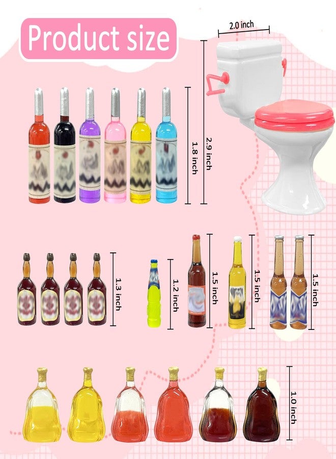 MEMOVAN Toilet Cake Topper 1PC and Miniature Wine Bottles Cake Cupcake Toppers 21PCS, Funny Mini Toilet Toy Dollhouse Cake Decorations for Bachelorette Party Or Birthday 21 and Up Girl Party - Image 2