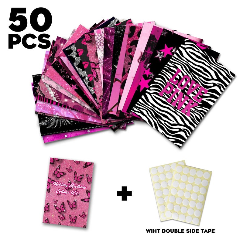 TwoDays Mcbling Room Decor Aesthetic Wall Collage Kit, Trashy Y2k Posters for Girls bedroom, 2000s Hot Pink Wall Art, Emo Baddie Prints for women Apartment.(Set of 50, 4" Ã— 6") - Image 3