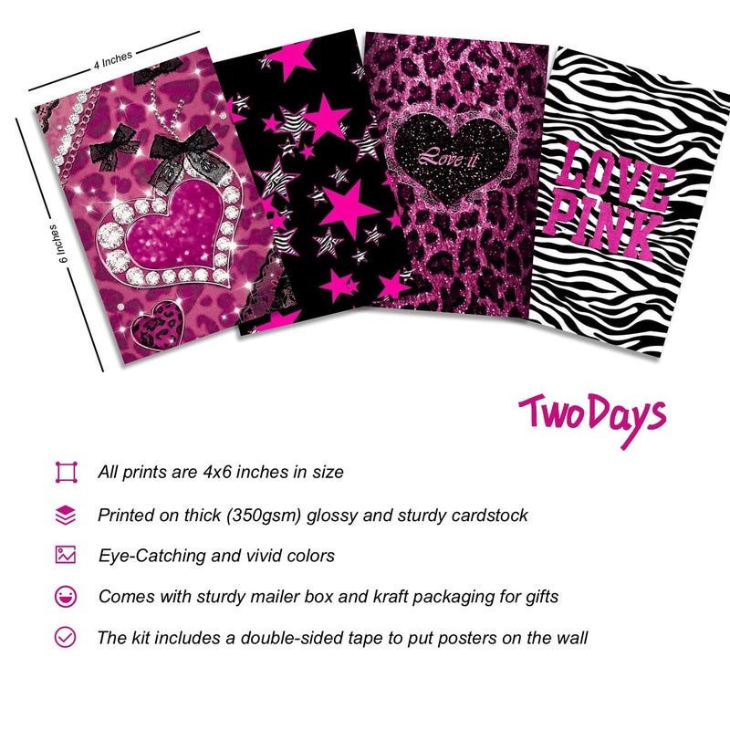 TwoDays Mcbling Room Decor Aesthetic Wall Collage Kit, Trashy Y2k Posters for Girls bedroom, 2000s Hot Pink Wall Art, Emo Baddie Prints for women Apartment.(Set of 50, 4" Ã— 6") - Image 2