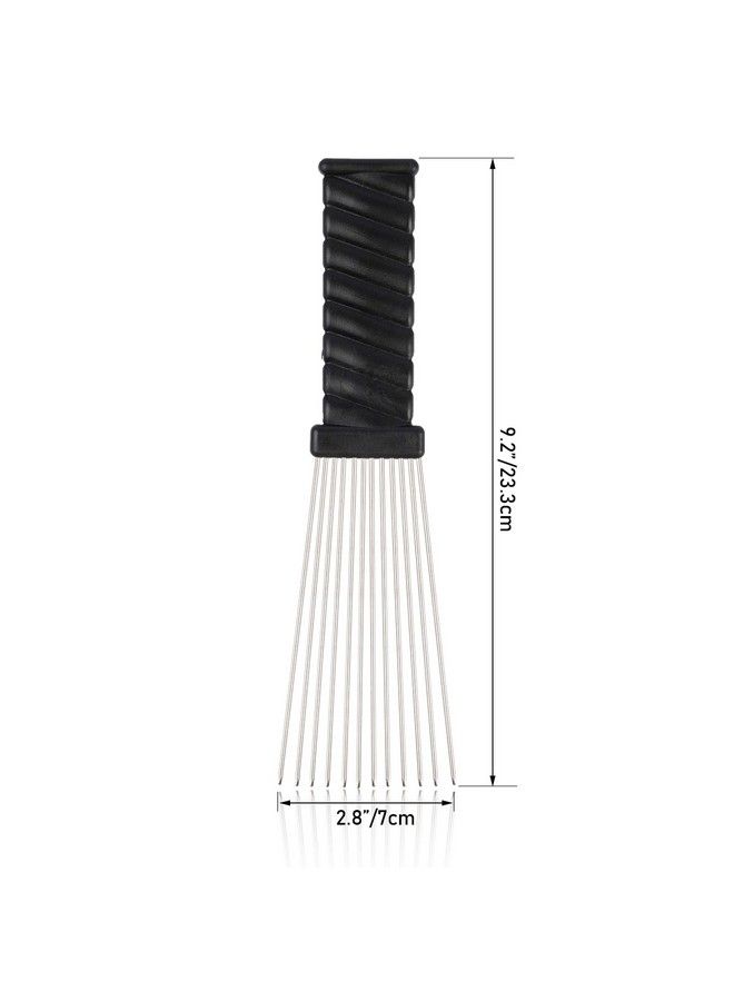 Folansy Afro Comb Metal African American Pick Comb Hairdressing Styling Tool Hair Pick For Hair Styling(Wave Style) - Image 3