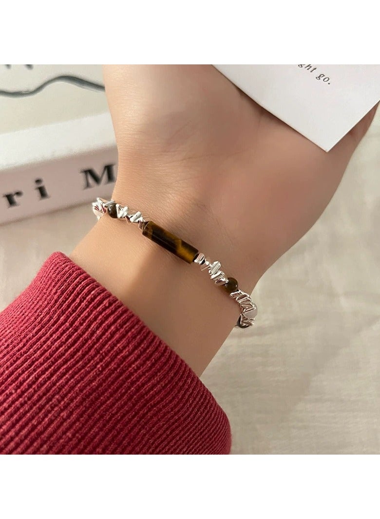 Goolsky Minimalist Triangle Natural Stone Bracelet – Geometric Chic Jewelry for Women, Elegant Luxe Accessory