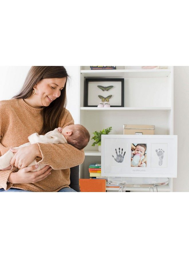 pearhead Babyprints Wall Mount Frame Handprint And Footprint Making Kit With Cleantouch Ink Pad Genderneutral Baby Keepsake Picture Frame Father Day Gift White - Image 4