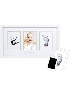 pearhead Babyprints Wall Mount Frame Handprint And Footprint Making Kit With Cleantouch Ink Pad Genderneutral Baby Keepsake Picture Frame Father Day Gift White  - Image 3