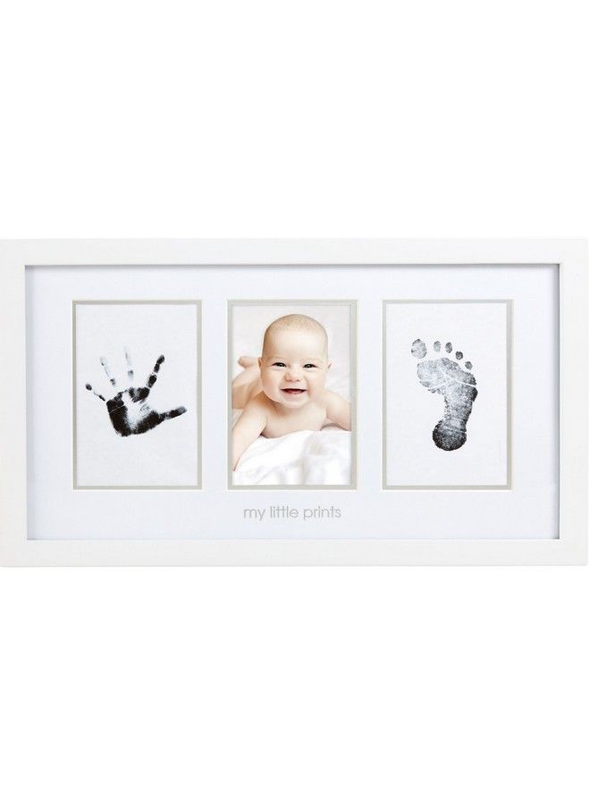 pearhead Babyprints Wall Mount Frame Handprint And Footprint Making Kit With Cleantouch Ink Pad Genderneutral Baby Keepsake Picture Frame Father Day Gift White - Image 2