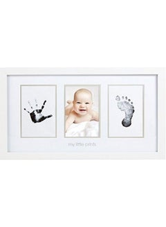 pearhead Babyprints Wall Mount Frame Handprint And Footprint Making Kit With Cleantouch Ink Pad Genderneutral Baby Keepsake Picture Frame Father Day Gift White  - Image 1