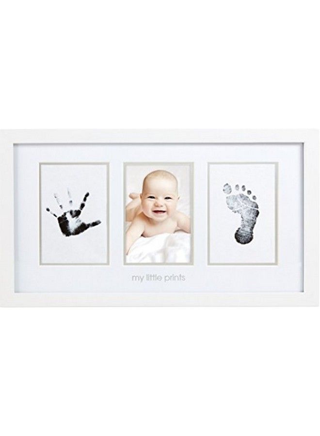 pearhead Babyprints Wall Mount Frame Handprint And Footprint Making Kit With Cleantouch Ink Pad Genderneutral Baby Keepsake Picture Frame Father Day Gift White - Image 1