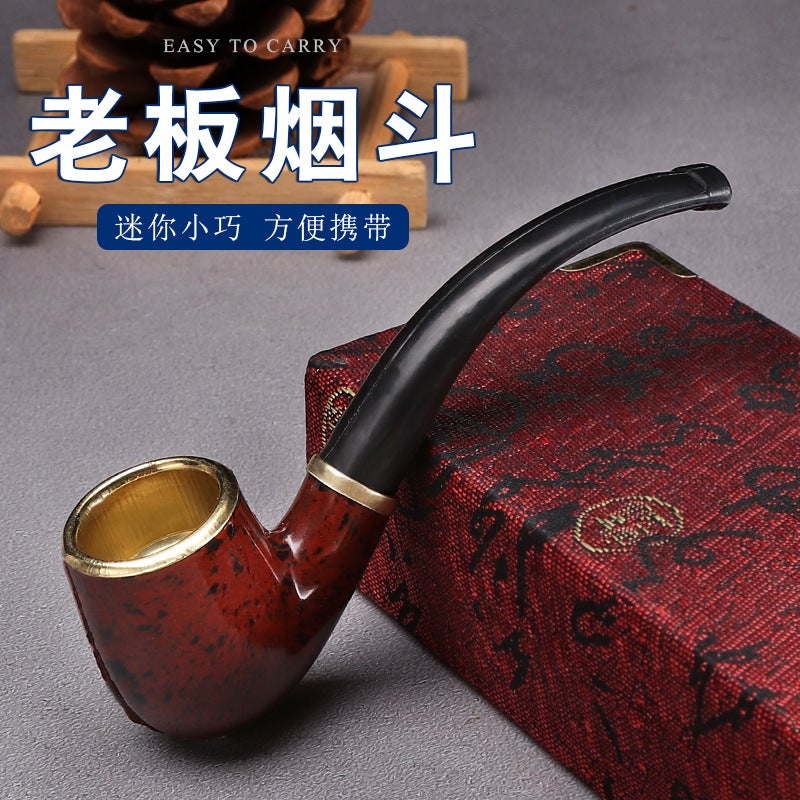 New Sale Mini Portable Boss Small Pipe Resin Curved Simple Beginner Practice Pipe Smoking Ware - Image 2
