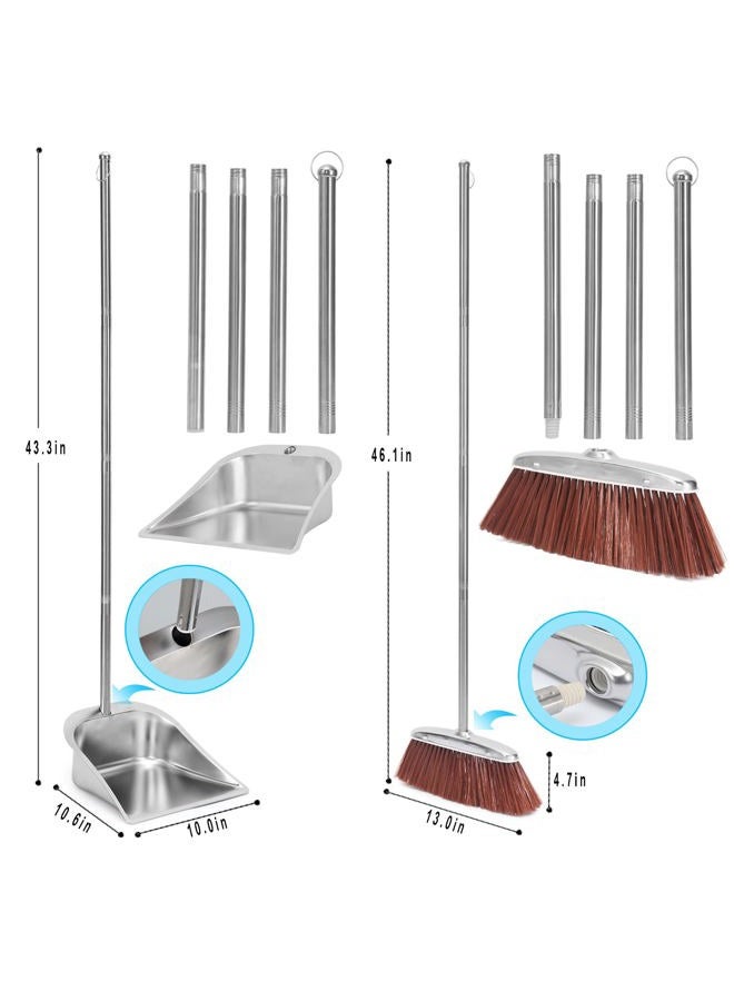 SUTINE Broom and Dustpan Set for Home, 56" Upright Long Handle Broom and Dustpan Set, Heavy Duty Stainless Steel Dust Pan Great for Sweeping Indoor Outdoor Kitchen Office Lobby Floor - Image 4