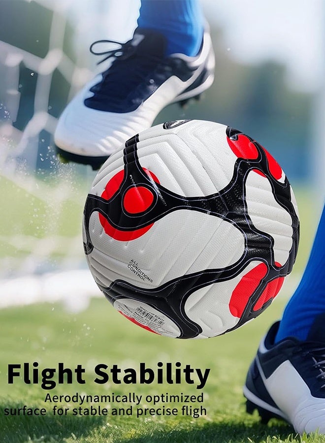 UETEEY كرة قدم كأس العالم حجم 5 مع مضخة، كرة قدم جلد PU مقاوم للماء - كرة تدريب احترافية ومباراة رسمية، تشمل إبرة تضخيم وحقيبة تخزين شبكية للألعاب الخارجية والداخلية - Image 4
