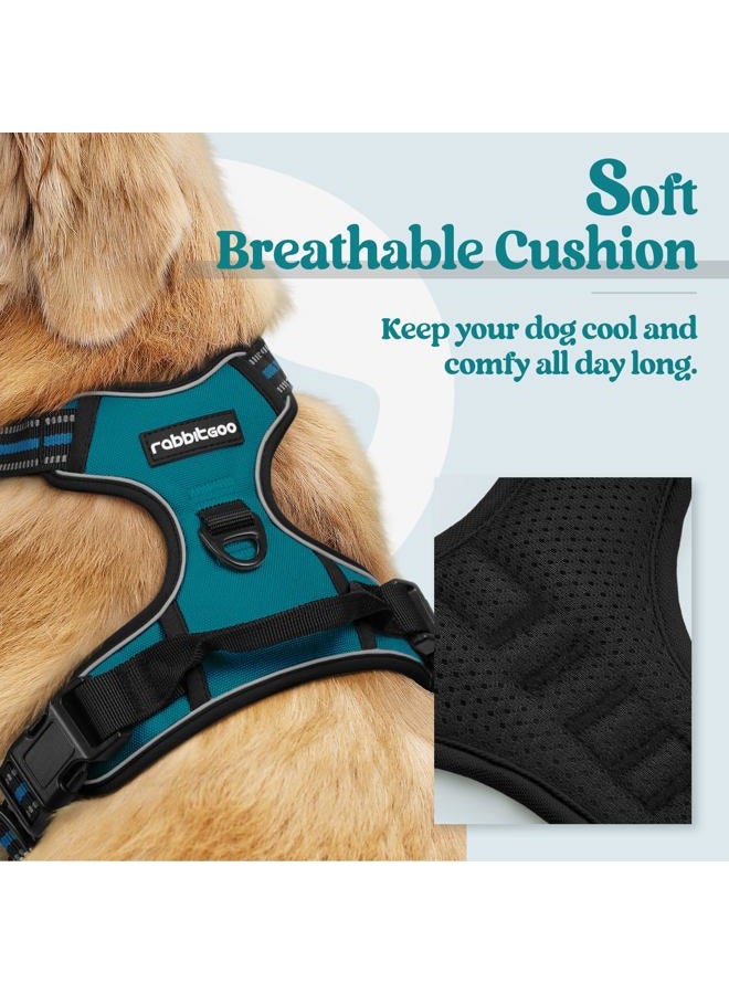 Rabbitgoo Dog Harness No Pull with 2 Leash Clips, Adjustable Soft Padded, Reflective Oxford No Choke Pet Vest with Easy Control Handle for Medium Sized Dogs, Blue Coral, M - Image 3