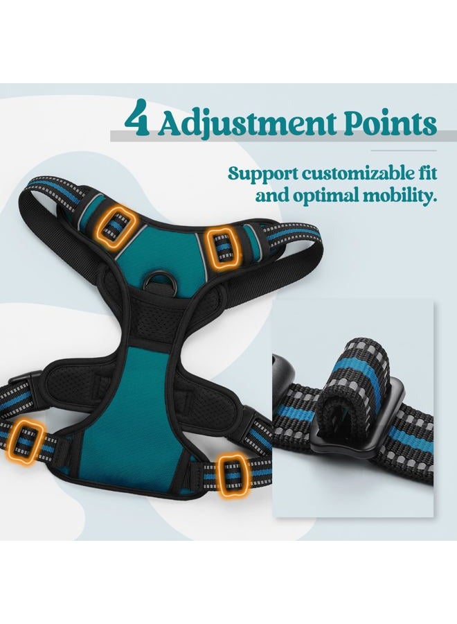 Rabbitgoo Dog Harness No Pull with 2 Leash Clips, Adjustable Soft Padded, Reflective Oxford No Choke Pet Vest with Easy Control Handle for Medium Sized Dogs, Blue Coral, M - Image 5