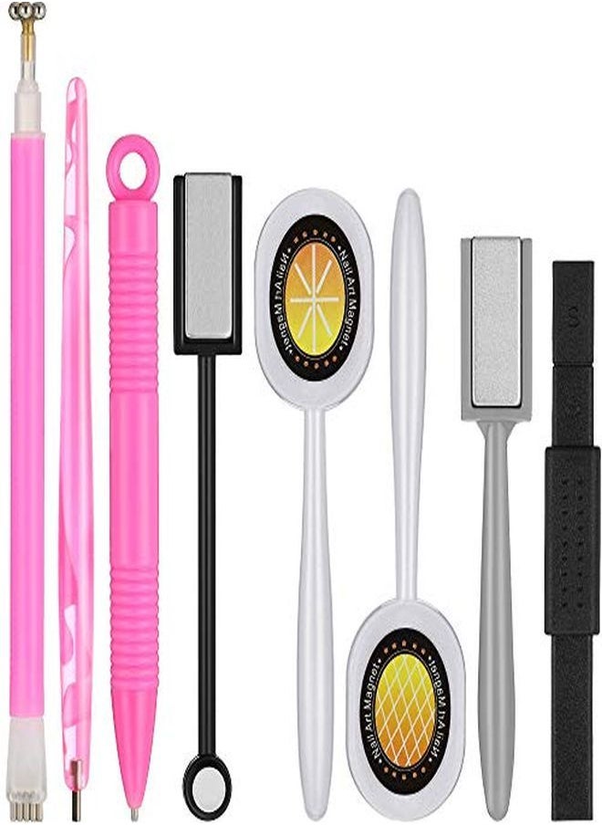 Mudder - 8 Pieces Magnetic Stick Magnet Plate Magnet Set For Born Pretty Effect Magnetic Gel Nail Polish Art Diy Tool - Image 1