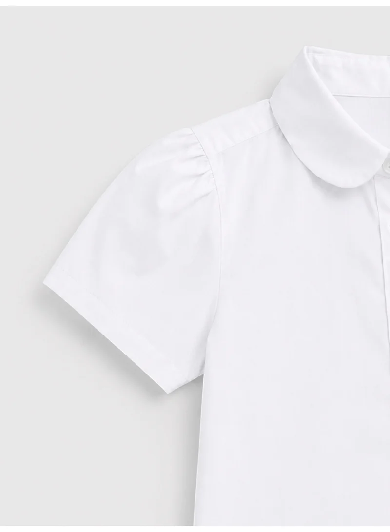 Victor And Jane WHITE White Junior Girls Short Sleeve Collared Shirt for Women | Best Price UAE