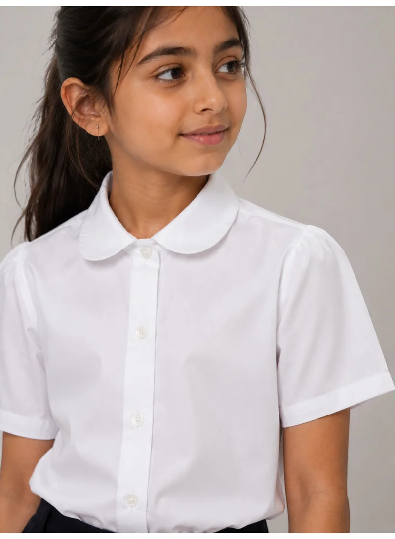 Victor And Jane WHITE White Junior Girls Short Sleeve Collared Shirt for Women | Best Price UAE