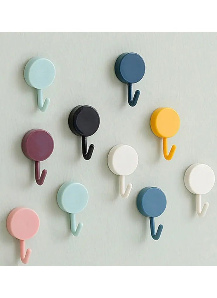 LANGMANNI 10 pcs Self-adhesive Hook, Minimalist Solid Color Punch-free Sticky Hook For Home, Wall Hook For Bathroom Kitchen  - Image 1