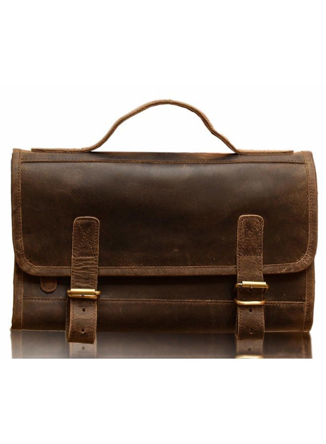 KomalC Premium Buffalo Leather Hanging Toiletry Bag Travel Dopp Kit (Distressed Tan) - Image 2