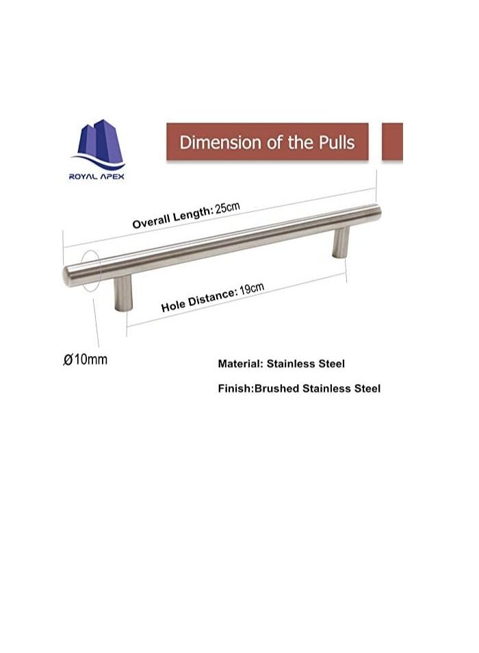 Stainless Steel Kitchen Cabinet Drawer T-Bar Cabinet & Furniture Pull Cabinet Door Handles and Pulls Cabinet Knobs Brushed Nickel. (25 x Hole size 19 CM, Pack of 5) - Image 3