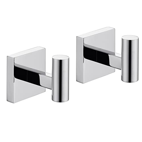 KOKOSIRI Robe Hook Bathroom Towel Coat Hooks for Bath Kitchen Wall 2 Pack Chrome Stainless Steel B1013CHP2