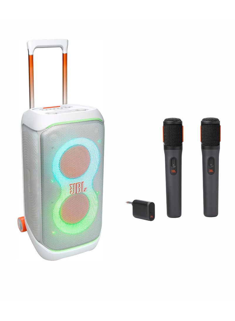 JBL PartyBox Stage 320 Wireless Party Speaker,+ Digital wireless microphones JBLPBSTAGE320SWUK+JBLPBWIRELESSMIC White - Image 1