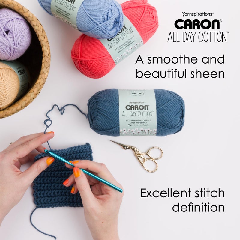 Caron All Day Cotton - 3 Pack of 173 Yards/3.52 oz Gray 100% Mercerized Cotton Yarn - Image 5