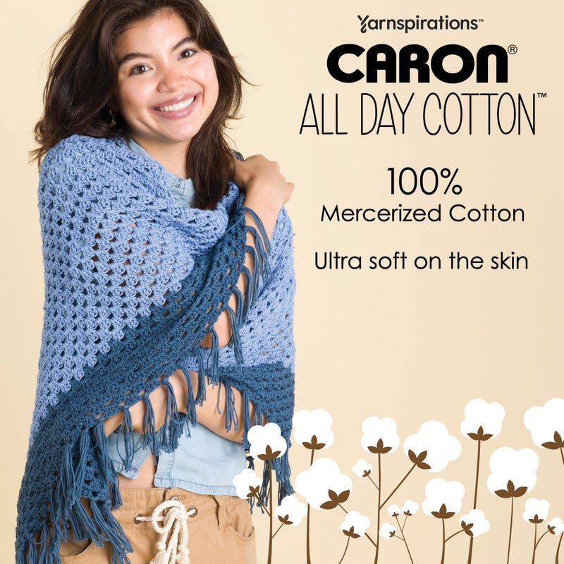 Caron All Day Cotton - 3 Pack of 173 Yards/3.52 oz Gray 100% Mercerized Cotton Yarn - Image 2