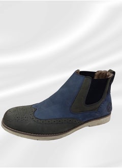 Meto Gray/blue suede Chelsea boots with genuine leather and toe sole  - Image 1