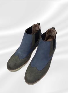 Meto Gray/blue suede Chelsea boots with genuine leather and toe sole  - Image 2