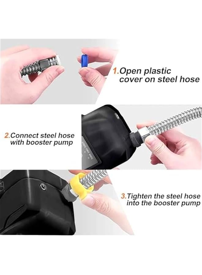 TRASSLE 24V Household Pressure Booster Pump with Installation Accessories, 150W Automatic Mini Shower Pump Hot Cold Water Pump for Tap Water/Toilet/Bathroom Shower - UK Plug (Black) - Image 2