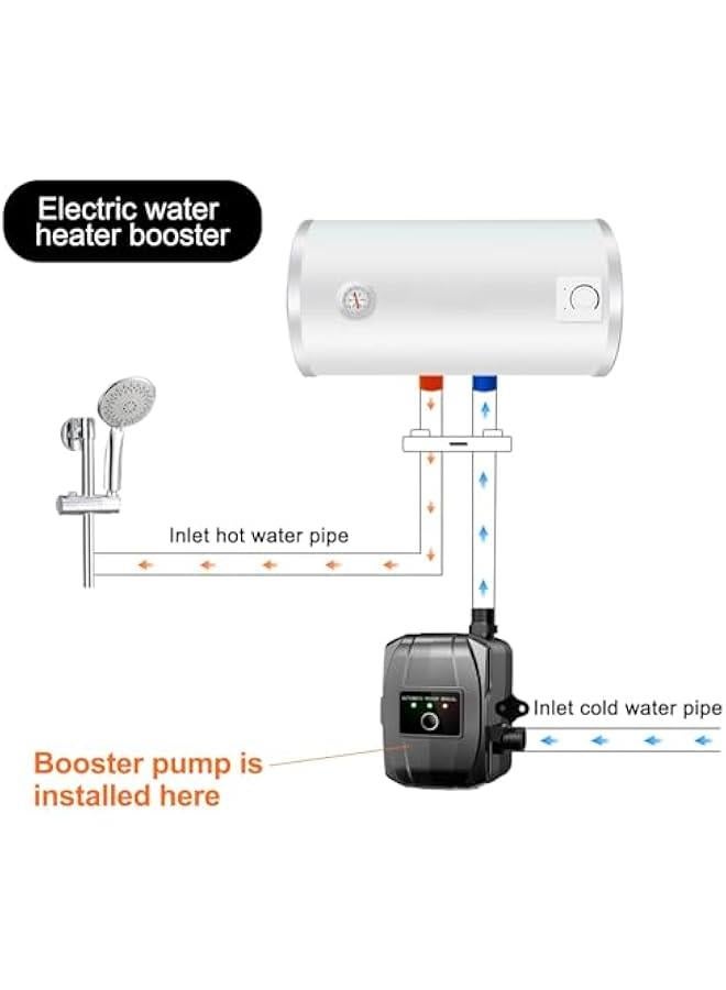 TRASSLE 24V Household Pressure Booster Pump with Installation Accessories, 150W Automatic Mini Shower Pump Hot Cold Water Pump for Tap Water/Toilet/Bathroom Shower - UK Plug (Black) - Image 3