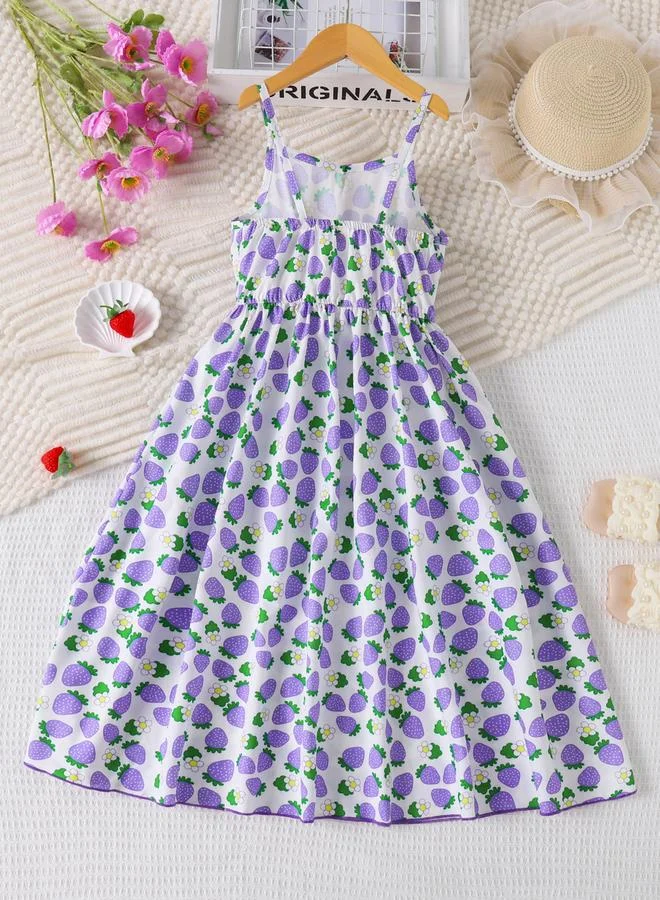 Take Two Girls Strawberry Print Strappy Dress