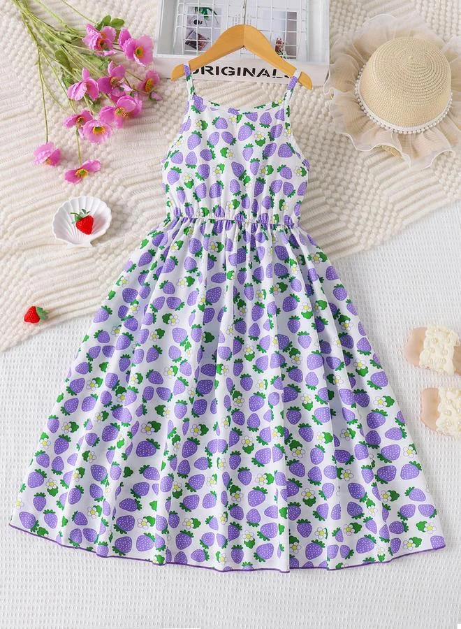 Take Two Girls Strawberry Print Strappy Dress